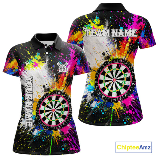 Funny Dartboards Colorful Paint Splash Darts Shirts For Women Custom Darts Team Jersey Darts Gifts TDM7445