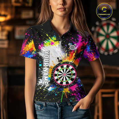 Funny Dartboards Colorful Paint Splash Darts Shirts For Women Custom Darts Team Jersey Darts Gifts TDM7445