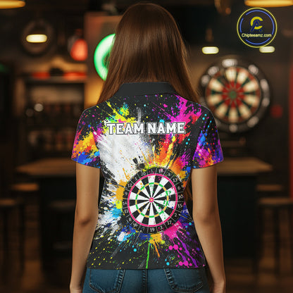 Funny Dartboards Colorful Paint Splash Darts Shirts For Women Custom Darts Team Jersey Darts Gifts TDM7445