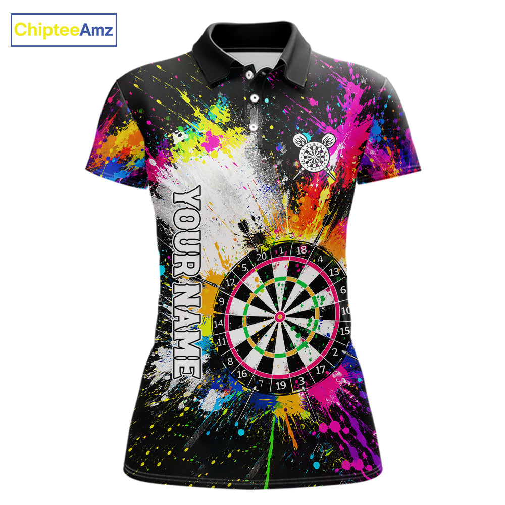Funny Dartboards Colorful Paint Splash Darts Shirts For Women Custom Darts Team Jersey Darts Gifts TDM7445