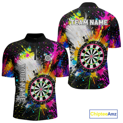 Funny Dartboards Colorful Paint Splash Darts Shirts For Men Custom Darts Team Jersey Darts Gifts TDM7445