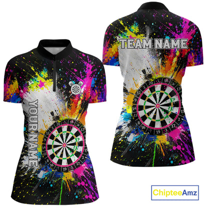 Funny Dartboards Colorful Paint Splash Darts Shirts For Women Custom Darts Team Jersey Darts Gifts TDM7445