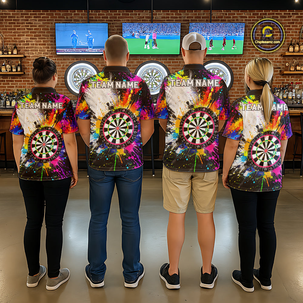 Funny Dartboards Colorful Paint Splash Darts Shirts For Men Custom Darts Team Jersey Darts Gifts TDM7445