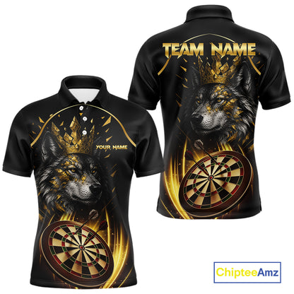 Black And Gold Custom Wolf Darts Shirts For Men Custom Darts League Team Jersey Polo & Quarter Zip TDM7446