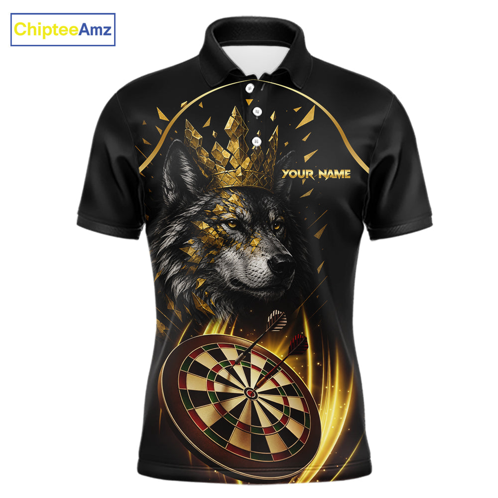 Black And Gold Custom Wolf Darts Shirts For Men Custom Darts League Team Jersey Polo & Quarter Zip TDM7446