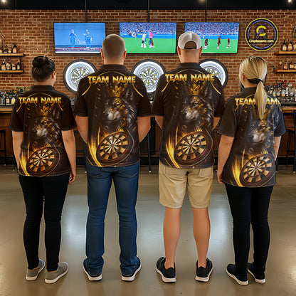 Black And Gold Custom Wolf Darts Shirts For Men Custom Darts League Team Jersey Polo & Quarter Zip TDM7446