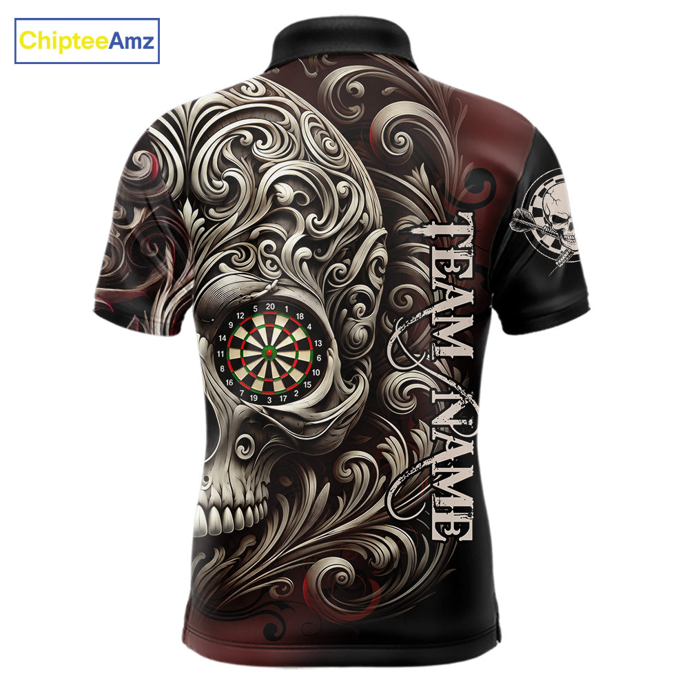 Personalized Skull Red Darts Shirts For Men Custom Darts League Team Jersey Polo & Quarter Zip TDM7759