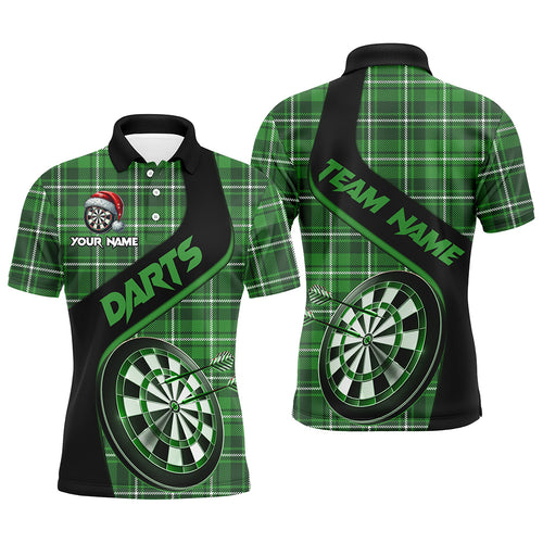 Personalized Green Plaid Pattern Christmas Dart Shirts For Men Custom Dart Team Jerseys Dart Gift TDM2901