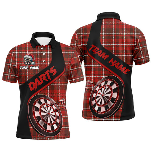 Personalized Red Plaid Pattern Christmas Dart Shirts For Men Custom Darts Team Jerseys Dart Gifts TDM2902