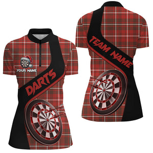 Personalized Red Plaid Pattern Christmas Dart Shirts For Women Custom Darts Team Jerseys Dart Gifts TDM2902