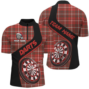 Personalized Red Plaid Pattern Christmas Dart Shirts For Men Custom Darts Team Jerseys Dart Gifts TDM2902