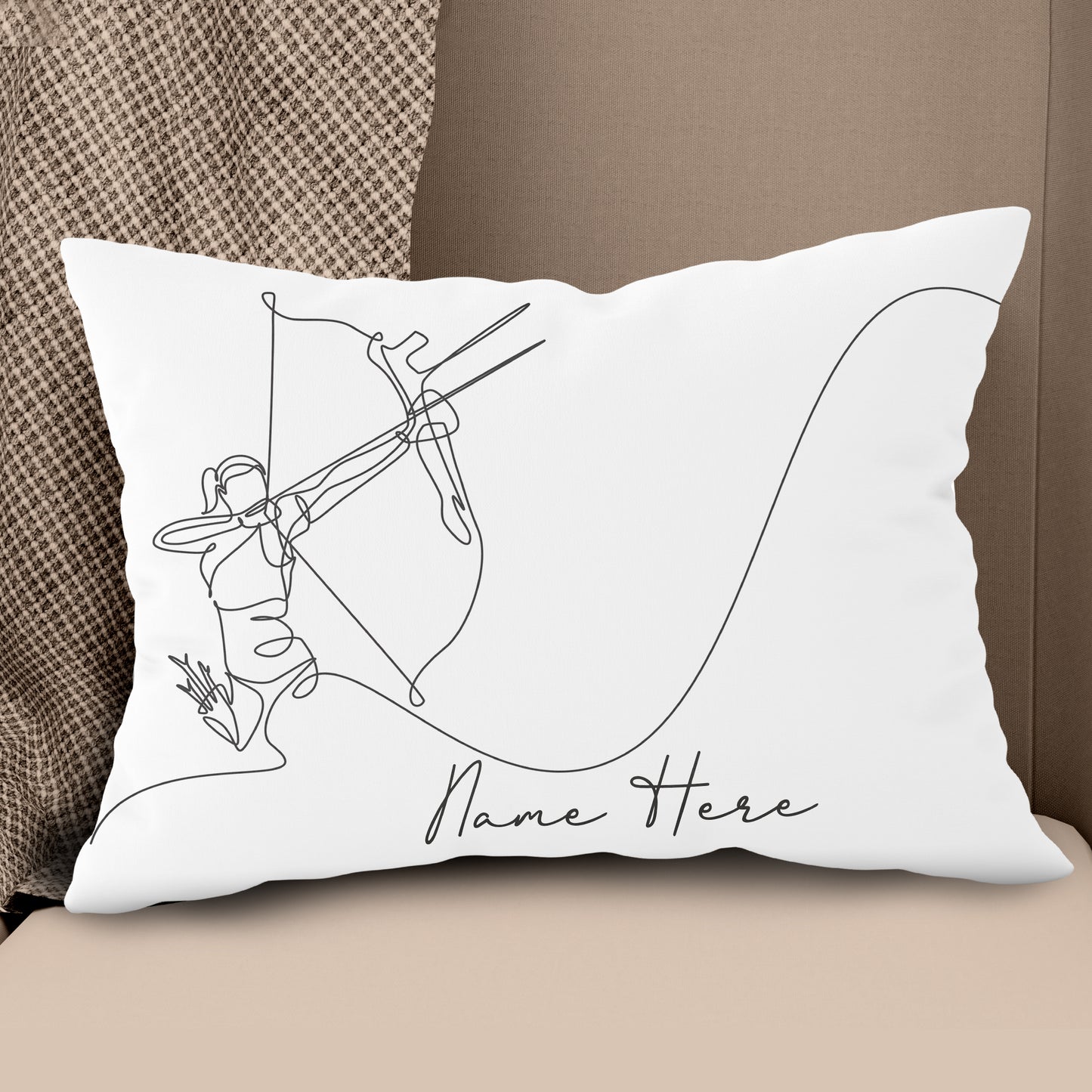 Customized Archery Player Line Drawing White Pillow, Archery Pillow Gift TDM0871