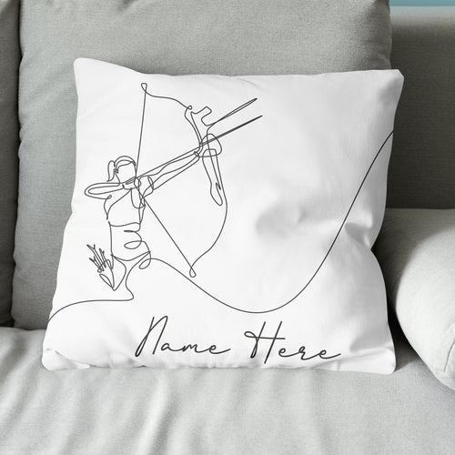 Customized Archery Player Line Drawing White Pillow, Archery Pillow Gift TDM0871