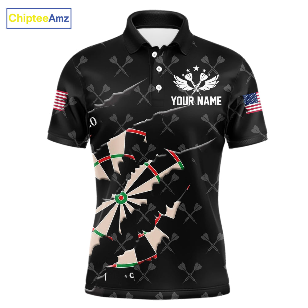 Personalized Scratch Darts Shirt For Men Custom Darts Jersey Team Polo & Quarter Zip |Black TDM5868