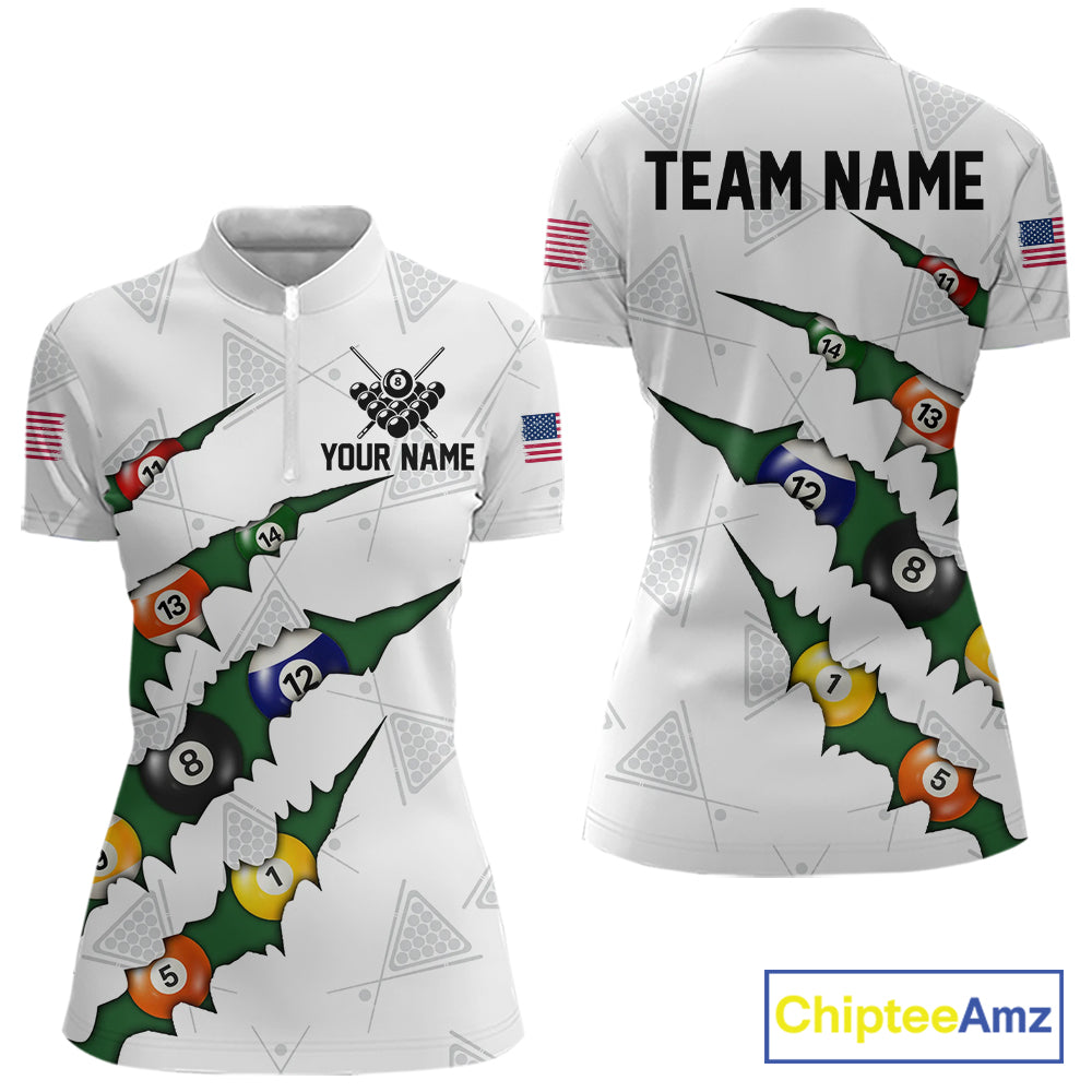 Personalized Scratch 8 Ball Billiard Shirt For Women Custom Pool Jersey, Billiard Team Shirt |Green TDM5869