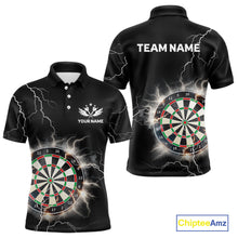 Load image into Gallery viewer, Custom Dartboard Thunder Lightning Dart Shirts For Men | Darts Polo &amp; 1/4 Zip Team Jerseys TDM3961