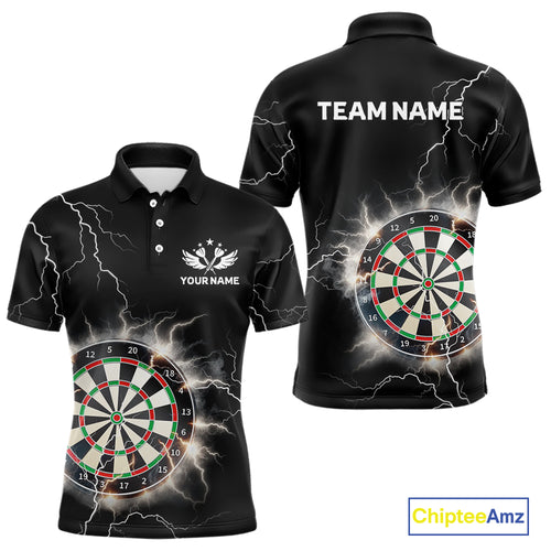 Custom Dartboard Thunder Lightning Dart Shirts For Men | Darts Polo & 1/4 Zip Team Jerseys TDM3961