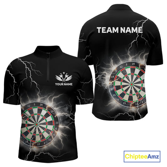 Custom Dartboard Thunder Lightning Dart Shirts For Men | Darts Polo & 1/4 Zip Team Jerseys TDM3961