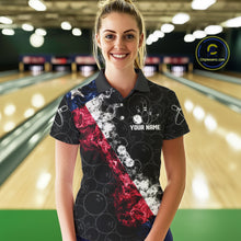 Load image into Gallery viewer, Custom Texas Flag Smoke Bowling Shirts For Women, Patriotic Texas Bowling Team Jersey Polo &amp; 1/4 Zip TDM6474