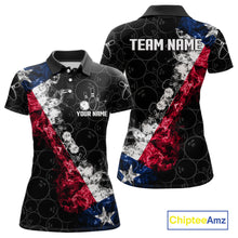 Load image into Gallery viewer, Custom Texas Flag Smoke Bowling Shirts For Women, Patriotic Texas Bowling Team Jersey Polo &amp; 1/4 Zip TDM6474