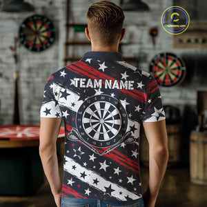 Personalized USA Flag Darts Shirt For Men Custom Patriotic Dart Jerseys Team Polo & 1/4 Zip TDM4134