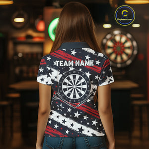 Personalized USA Flag Darts Shirt For Women Custom Patriotic Dart Jerseys Team Polo & 1/4 Zip TDM4134