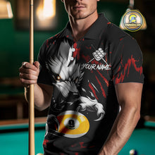 Load image into Gallery viewer, Personalized 9 Ball Pool Wolf Billiard Shirts For Men, Billiard League Jersey Polo &amp; 1/4 Zip |Red TDM4505