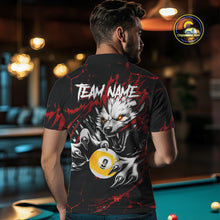 Load image into Gallery viewer, Personalized 9 Ball Pool Wolf Billiard Shirts For Men, Billiard League Jersey Polo &amp; 1/4 Zip |Red TDM4505
