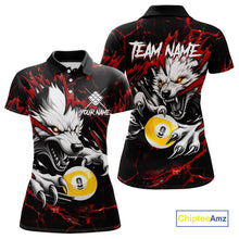 Load image into Gallery viewer, Personalized 9 Ball Pool Wolf Billiard Shirts For Women, Billiard League Jersey Polo &amp; 1/4 Zip |Red TDM4505