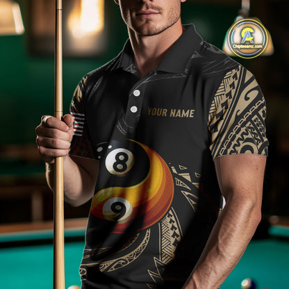 Personalized Funny Yin And Yang Tribal Billiard Shirt For Men Custom 8 Ball & 9 Ball Pool Jerseys TDM4506