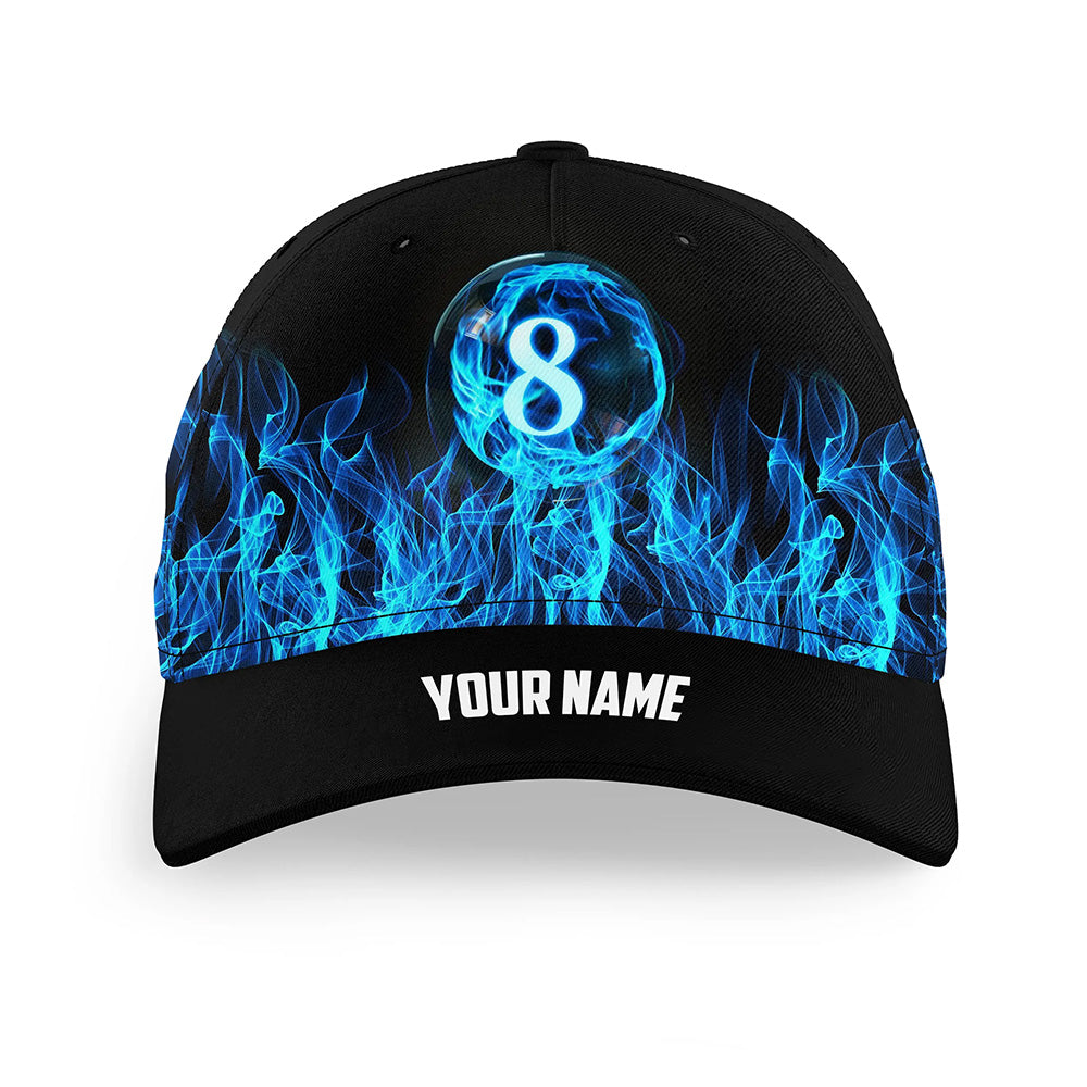 Personalized Blue Flaming 8 Ball Pool Billiard Hats Best 3D Printed Billiard Baseball Caps For Pooler TDM2433