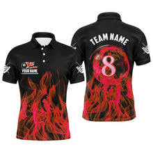 Load image into Gallery viewer, Red Flaming 8 Ball Pool Custom Men Billiard Polo &amp; 1/4 Zip Shirts, 3D Pool Player Shirts Jerseys TDM2434