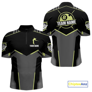Billiard Jerseys For Men Custom Polo & 1/4 Zip Billiard Shirt, Team Pooler Short Sleeve|Green Neon TDM4741