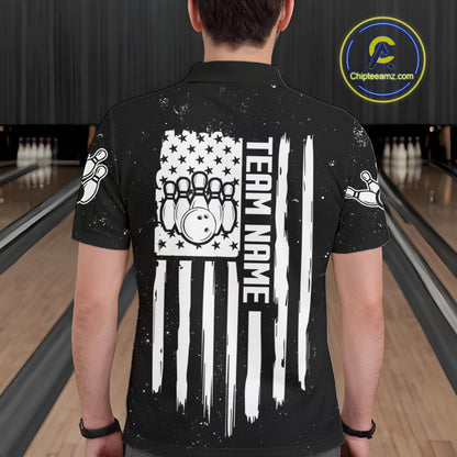 Personalized Smoke Puerto Rico US Flag Bowling Shirt For Men Custom Patriotic Bowling Team Jersey TDM7448