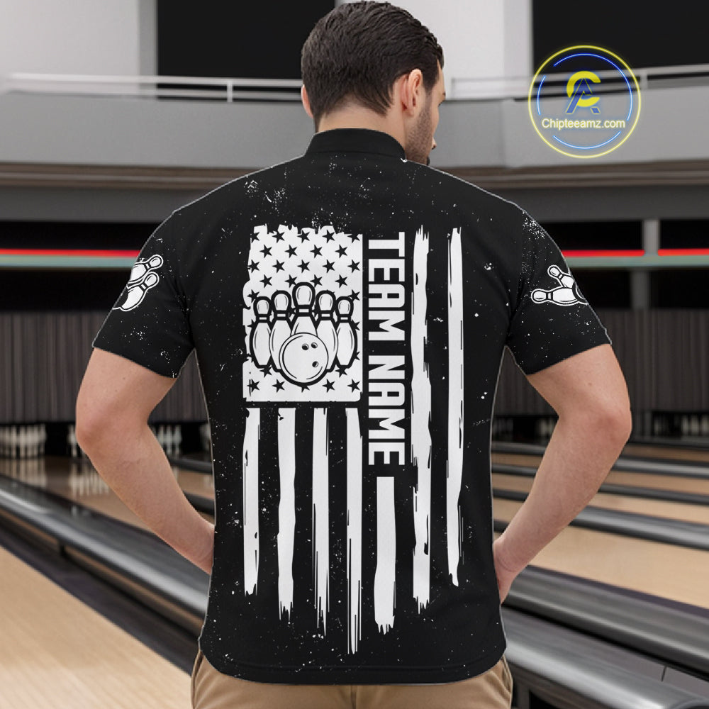 Personalized Smoke Puerto Rico US Flag Bowling Shirt For Men Custom Patriotic Bowling Team Jersey TDM7448