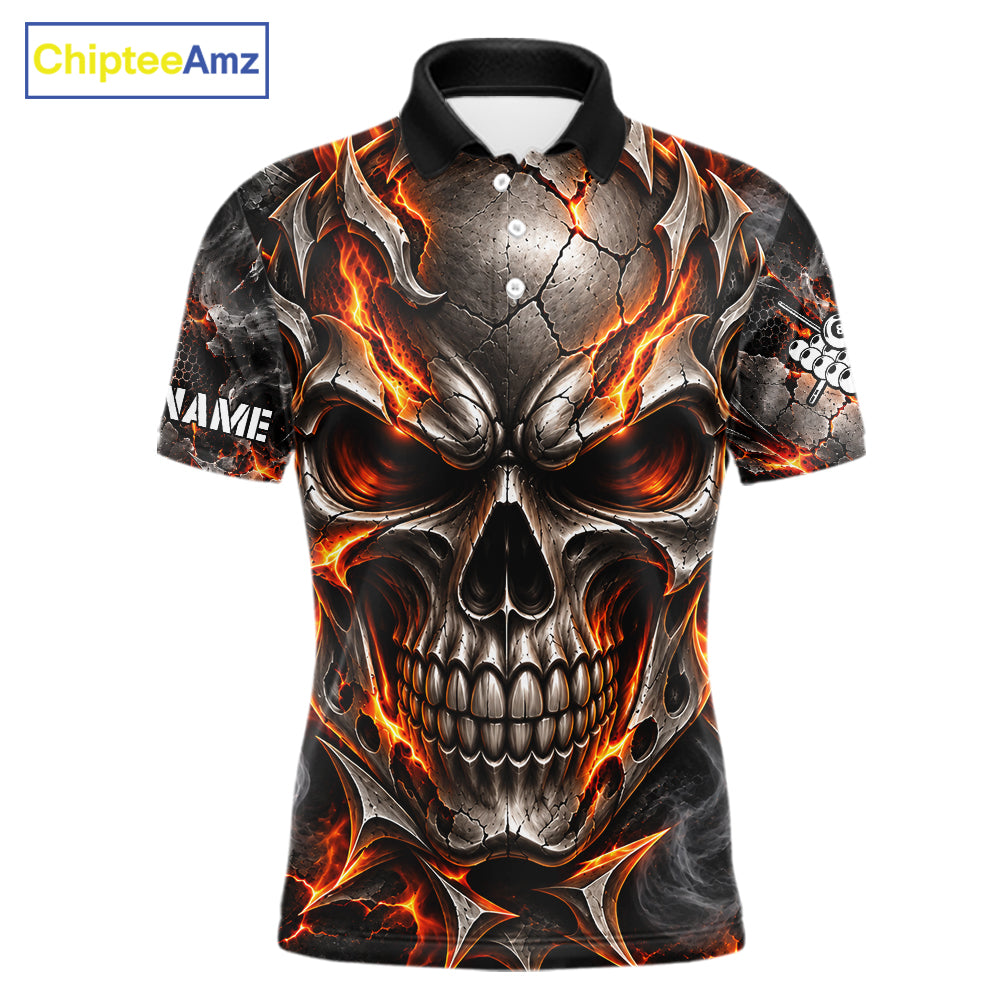 Custom Metal Skull Crown 8 Ball Pool Fire Billiard Shirts For Men, Billiard League Team Jersey TDM7767