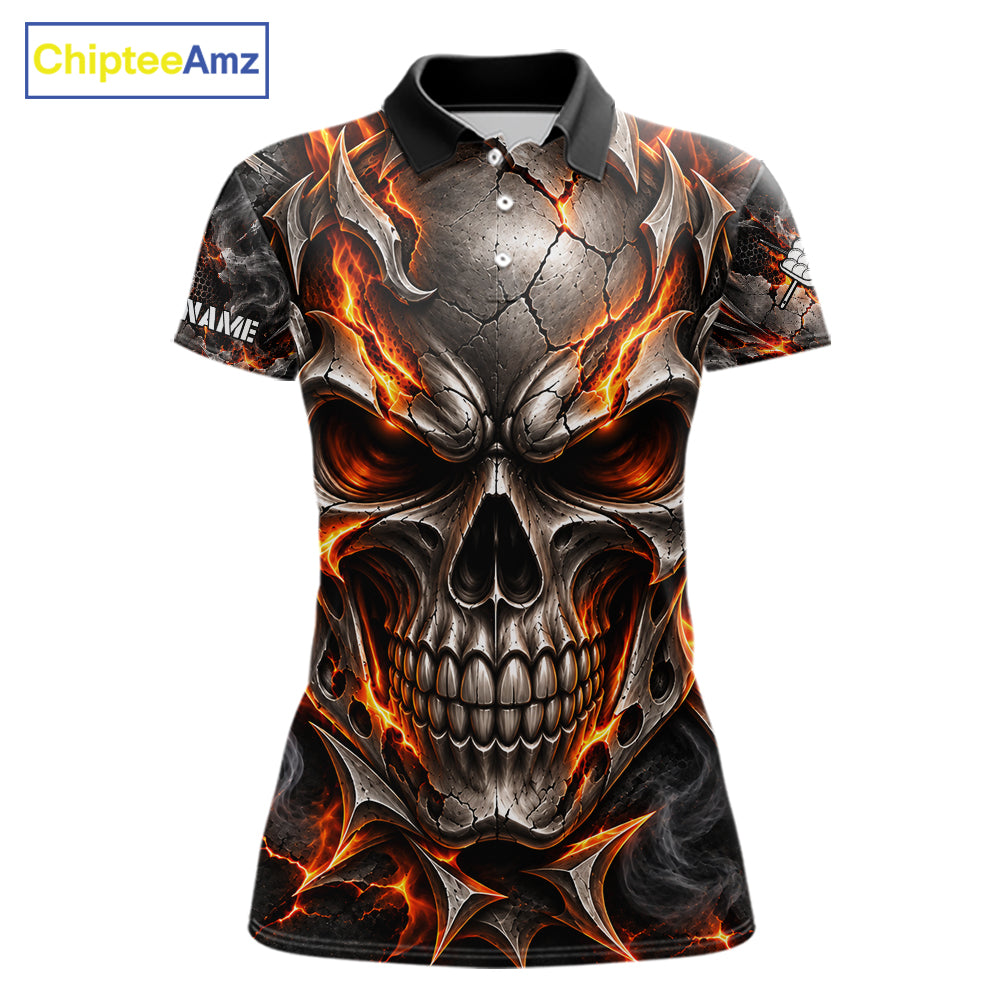 Custom Metal Skull Crown 9 Ball Pool Fire Billiard Shirts For Women, Billiard League Team Jersey TDM7768