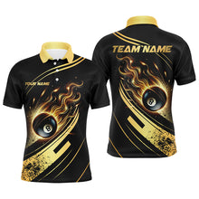 Load image into Gallery viewer, Personalized Black Golden 8 Ball Pool Fire Billiard Shirts For Men Team League Billiard Jerseys TDM2913