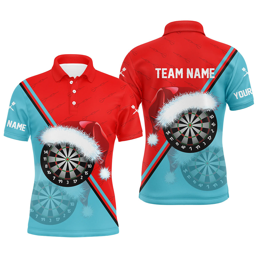 Red Blue Santa Darts Board Christmas Men Darts Polo & Quarter-Zip Shirts Custom Dart Jerseys Gift TDM2915