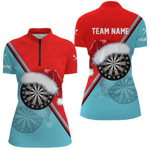 Red Blue Santa Darts Board Christmas Women Darts Polo & Quarter-Zip Shirts Custom Dart Jerseys Gift TDM2915