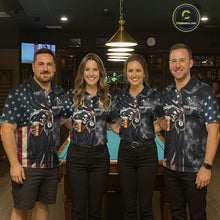 Load image into Gallery viewer, US Flag Grim Reaper Smoke Billiard Shirt For Men Custom 8 Ball Pool Team Jersey Polo &amp; 1/4 Zip TDM6258