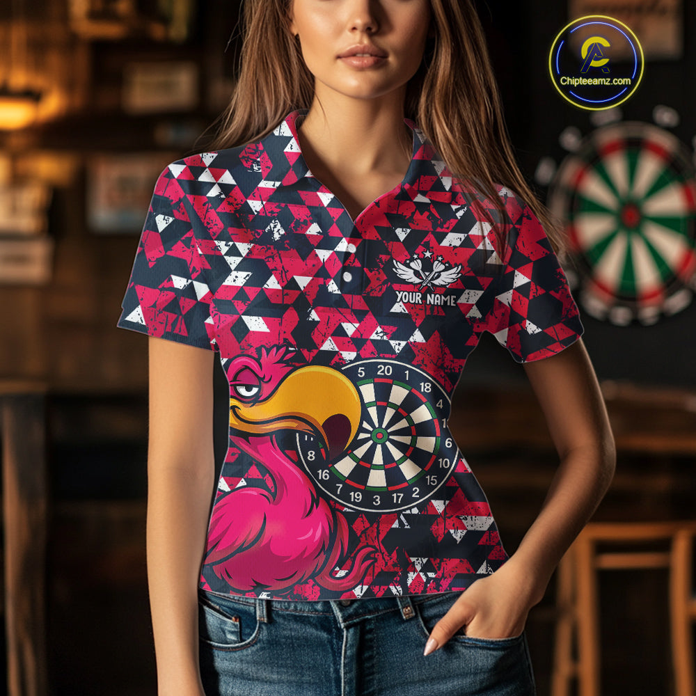 Funny Geometric Grunge Flamingo Dart Shirts For Women Custom Darts Jerseys Outfits, Darts Gifts TDM3963