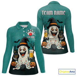 Funny Ghostly Beer Bowling Halloween Shirt For Women Custom Bowling Team Jersey Outfit TDM4945