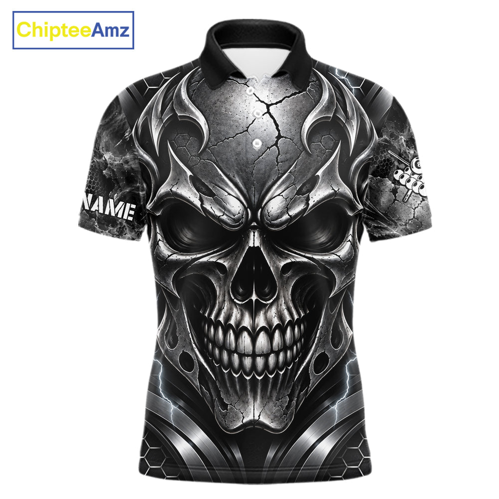 Black And Silver 8 Ball Pool Skull Billiard Shirts For Men Custom Billiard League Team Jersey TDM7776