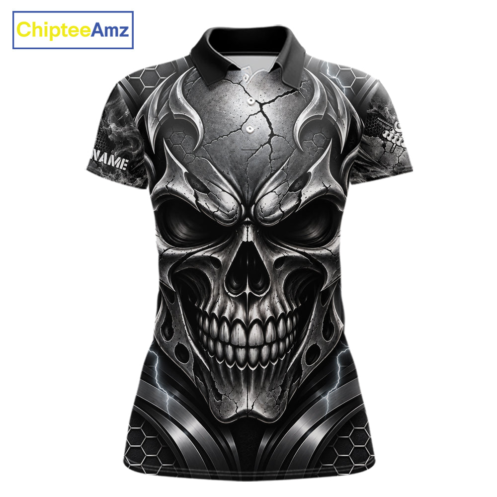 Black And Silver 8 Ball Pool Skull Billiard Shirts For Women Custom Billiard League Team Jersey TDM7776