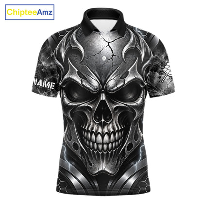 Black And Silver 9 Ball Pool Skull Billiard Shirts For Men Custom Billiard League Team Jersey TDM7777