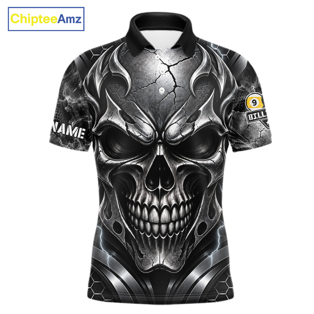 Black And Silver Yin-Yang Skull Billiard Shirts For Men Custom 8 Ball & 9 Ball Pool Team Jersey TDM7778