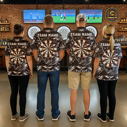 Black And Silver Dartboard Skull Darts Shirts For Men Custom Darts League Team Jersey TDM7779