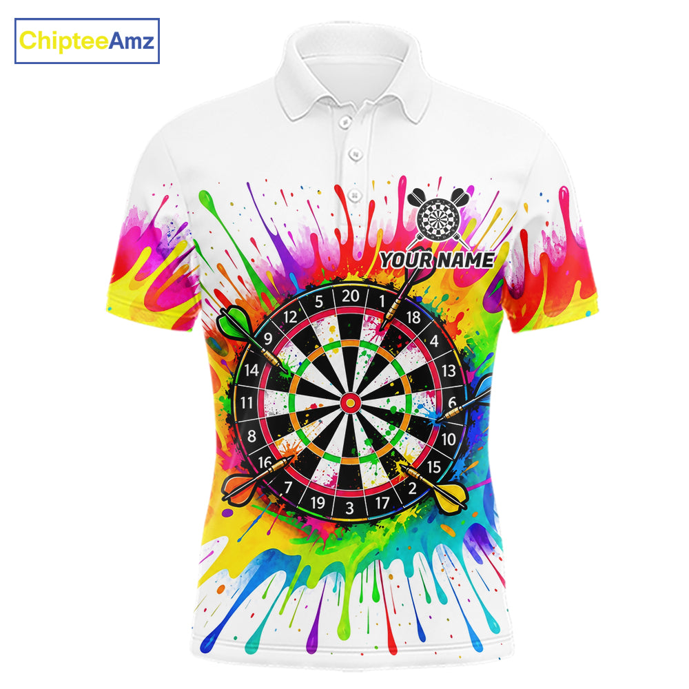 Personalized Colorful Darts Jersey Polo & 1/4 Zip For Men Custom Darts Team Shirt Dart Gift |White TDM7781