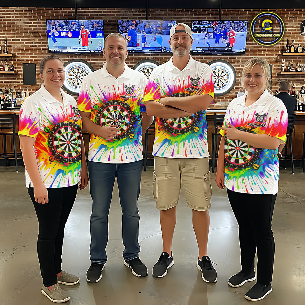 Personalized Colorful Darts Jersey Polo & 1/4 Zip For Women Custom Darts Team Shirt Dart Gift |White TDM7781